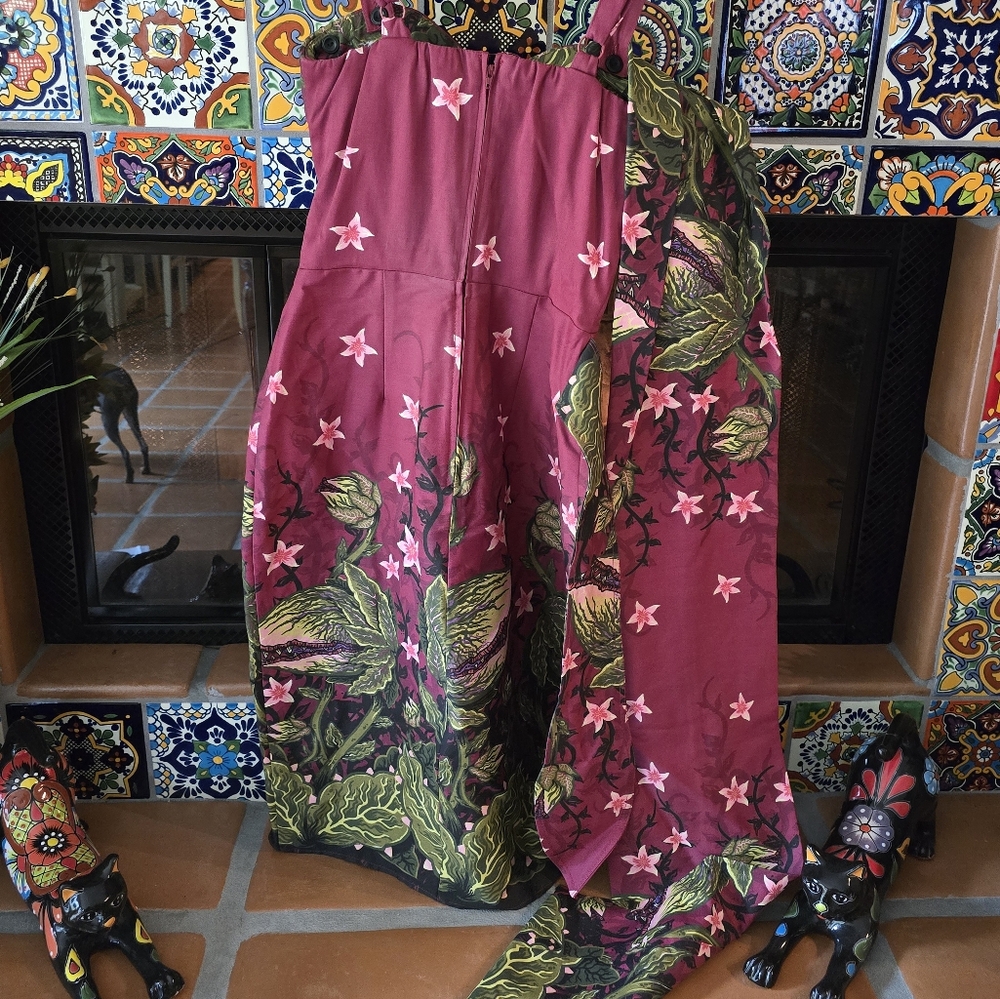 Floral Burgundy Wrap Dress - Picture 2 of 6